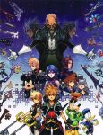  1girl 6+boys ansem_seeker_of_darkness aqua_(kingdom_hearts) bald brown_hair disney donald_duck goofy highres huge_filesize keyblade kingdom_hearts kingdom_hearts_birth_by_sleep kingdom_hearts_ii looking_at_viewer mickey_mouse multiple_boys multiple_girls multiple_persona nomura_tetsuya official_art pointy_ears riku sora_(kingdom_hearts) sparkle spiky_hair square_enix terra_(kingdom_hearts) ventus weapon xehanort xemnas 