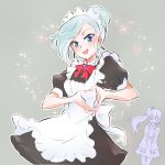  2girls alternate_costume apron blue_eyes enmaided heart heart_hands iesupa maid maid_apron maid_headdress multiple_girls open_mouth rwby scar scar_across_eye side_ponytail silver_hair smile sparkle weiss_schnee winter_schnee 