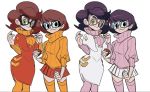  2girls alternate_costume artist_request breasts glasses huge_breasts multiple_girls pantyhose poke_ball pokemon pokemon_(game) pokemon_sm scooby-doo short_hair smile sweater thigh-highs velma_dace_dinkley vicke_(pokemon) 