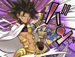  cape card duel_disk fate/grand_order fate_(series) parody rider_(fate/prototype_fragments) shino_(eefy) spiky_hair takahashi_kazuki_(style) yuu-gi-ou 