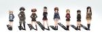  6+girls absurdres aki_(girls_und_panzer) alisa_(girls_und_panzer) ankle_boots asymmetrical_bangs bangs belt black_boots black_jacket black_legwear black_shirt black_shorts black_skirt blue_boots blue_jacket blue_skirt boots braid brown_eyes brown_gloves brown_hair brown_jacket closed_eyes commentary crossed_arms cup dark_skin emblem english freckles gaditava garrison_cap ghost_in_the_shell_lineup girls_und_panzer gloves green_eyes green_jacket green_shirt grey_jacket grey_pants hair_ornament hair_tie hand_on_hip hands_in_pockets hat helmet highres holding itsumi_erika jacket knee_boots light_brown_hair long_hair long_sleeves looking_at_another looking_at_viewer military military_uniform miniskirt multiple_girls necktie nina_(girls_und_panzer) nishi_kinuyo nishizumi_miho open_mouth orange_hair orange_pekoe pants parted_lips pepperoni_(girls_und_panzer) pleated_skirt red_jacket red_shirt red_skirt riding_crop saucer serious shirt short_hair short_twintails shorts shoulder_belt simple_background sketch skirt smile socks standing star star_hair_ornament teacup tied_hair track_jersey turtleneck twin_braids twintails uniform vest white_background white_shirt white_skirt yellow_skirt 