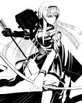  1girl absurdres arrow bow_(weapon) bracelet drshellon greyscale hairband highres jewelry kantai_collection long_hair looking_to_the_side monochrome shoukaku_(kantai_collection) solo thigh-highs weapon 
