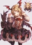  1boy 1girl blonde_hair brother_and_sister cape claw_pose cosplay costume_switch crossdressinging fang flower frilled_skirt frills granblue_fantasy head_wings heart jumping long_hair looking_at_viewer open_mouth otoko_no_ko pantyhose petticoat pointy_ears red_eyes rose shigaraki_(strobe_blue) shingeki_no_bahamut siblings skirt smile sweatdrop vampire vampy vampy_(cosplay) veight veight_(cosplay) 