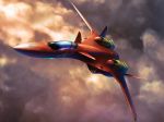  canards canopy clouds fire_valkyrie flying highres macross macross_7 mecha realistic science_fiction taedu variable_fighter vf-19 