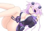  1girl ;o absurdres adult_neptune artist_request blush bow breasts choker cleavage d-pad hair_bow hair_ornament highres hood hooded_track_jacket jacket large_breasts long_hair long_sleeves looking_at_viewer neptune_(series) no_bra no_panties older one_eye_closed open_mouth purple_hair shin_jigen_game_neptune_vii simple_background solo thigh_strap track_jacket violet_eyes white_background 