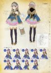  1girl atelier_(series) atelier_meruru atelier_totori bare_shoulders blue_boots blush boots brown_eyes brown_hair concept_art flat_chest hair_ornament highres kishida_mel long_hair official_art pleated_skirt skirt standing thigh-highs thigh_boots totooria_helmold turnaround 