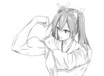  1girl biceps flexing greyscale kantai_collection monochrome muscle muscular_female out_(out1948) pose zuikaku_(kantai_collection) 