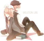  blonde_hair book cabbie_hat hat kagamine_len kagamine_rin pantyhose siblings skeleton_life_(vocaloid) tetsuo twins vocaloid 