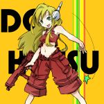  blonde_hair cave_story curly_brace doukutsu_monogatari green_eyes gun midriff robot_ears solo suulabo weapon 