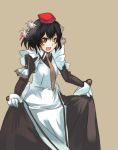  black_hair curtsey enmaided fuduki fuzuki_(sylla) gloves hat maid necktie red_eyes shameimaru_aya short_hair solo tokin_hat touhou 