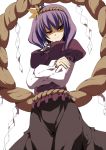 crossed_arms large_breasts long_skirt purple_hair rope sakurame shide shimenawa short_hair skirt smirk solo touhou yasaka_kanako