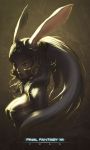  bare_shoulders breasts bunny_ears character_name cleavage dark elpinoy final_fantasy final_fantasy_xii fran green_eyes helmet instrument large_breasts lips long_hair rabbit_ears solo title_drop very_long_hair viera white_hair 