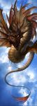 clouds dragon fantasy highres no_humans original red_eyes sky tail ucchiey 