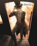  axis_powers_hetalia blonde_hair carriage gloves green_eyes hat hat_tip male nair solo top_hat trench_coat trenchcoat united_kingdom_(hetalia) victorian 