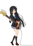  bass_guitar black_eyes black_hair foreshortening guitar hime_cut instrument k-on! long_hair school_uniform solo su-35_(artist) 