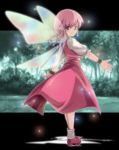  fairy forest hinata_neru nature original red_dress red_hair twintails wings 