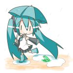  chibi_miku frog hatsune_miku minami_(colorful_palette) rain twintails umbrella vocaloid |_| 
