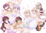  6+girls ahagon_umiko blonde_hair blue_eyes blush breasts brown_hair dark_skin dress flower glasses green_eyes grey_hair hair_flower hair_ornament hazuki_shizuku hoshikawa_hotaru iijima_yun long_hair looking_at_viewer mozuku_(new_game!) multiple_girls new_game! open_mouth purple_hair red-framed_eyewear sakura_nene shinoda_hajime smile suzukaze_aoba takimoto_hifumi tokunou_shoutarou tooyama_rin twintails upside-down violet_eyes yagami_kou 