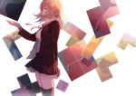  1girl ask_(askzy) black_legwear dangan_ronpa dangan_ronpa_3 hair_ornament hairclip hood hoodie nanami_chiaki pink_eyes pink_hair profile short_hair silhouette solo super_dangan_ronpa_2 thigh-highs 