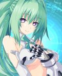  1girl artist_name blush breasts claws cleavage green_hair green_heart highres iwasi-r large_breasts long_hair looking_at_viewer neptune_(series) ponytail power_symbol solo symbol-shaped_pupils vert very_long_hair violet_eyes 