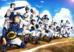  6+boys 8_(artist) ace_of_diamond baseball baseball_bat baseball_cap baseball_mitt baseball_uniform black_hair furuya_satoru hat isashiki_jun kawakami_norifumi kominato_haruichi kominato_ryousuke masuko_tooru miyuki_kazuya multiple_boys sakai_ichirou sawamura_eijun short_hair sportswear takigawa_chris_yuu tanba_kouichirou yuuki_tetsuya 