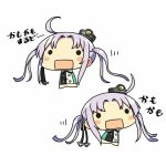  1girl ahoge akitsushima_(kantai_collection) blush_stickers chibi hat kanikama kantai_collection long_hair lowres military military_uniform mini_hat o_o open_mouth simple_background translation_request twintails uniform white_background 