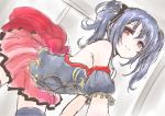  1girl black_hair blush frapowa looking_at_viewer love_live! love_live!_school_idol_project red_eyes sketch skirt smile solo twintails yazawa_nico 
