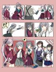  !? 5girls ahoge arm_warmers asashimo_(kantai_collection) ashigara_(kantai_collection) blue_bow blue_bowtie blue_hair blue_skirt bow bowtie brown_eyes brown_hair camera closed_eyes comic commentary_request crossed_arms disposable_camera dress finger_to_chin glasses gloves green_eyes grey_eyes grey_hair grin hair_between_eyes hair_over_one_eye hairband hand_on_hip hands_clasped happi highres hip_vent japanese_clothes kantai_collection kasumi_(kantai_collection) kiyoshimo_(kantai_collection) light_bulb long_hair long_sleeves low_twintails multicolored_hair multiple_girls ndkazh one_eye_closed ooyodo_(kantai_collection) open_mouth pleated_skirt pointing ponytail purple_hair school_uniform serafuku sharp_teeth shirt short_sleeves side_ponytail silent_comic silver_hair skirt sleeveless sleeveless_dress smile sparkle spoken_interrobang spoken_squiggle squiggle suspender_skirt suspenders taking_picture teeth twintails uniform very_long_hair wavy_hair white_gloves white_shirt wrist_grab 