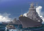  boat cannon chain clouds cruiser funnel highres imperial_japanese_navy military military_vehicle no_humans ocean original ship shiro_yukimichi sky takao_(cruiser) turret warship water watercraft 