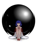  1girl alternate_costume aoshima bare_shoulders bat_wings blue_hair closed_eyes commentary_request dress highres o-ring red_shoes remilia_scarlet shoes short_hair sitting touhou white_dress wings 