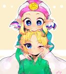  1boy 1girl blonde_hair blue_eyes blush pointy_ears repikinoko smile the_legend_of_zelda the_legend_of_zelda:_ocarina_of_time young_link young_zelda younger 