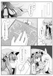  2girls bat_wings blush book bookmark closed_eyes comic flower greyscale hat head_wings highres koakuma mimoto_(aszxdfcv) mob_cap monochrome multiple_girls patchouli_knowledge smile thought_bubble touhou translation_request wings 