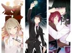  3boys 4girls back black_hair blonde_hair blush braid brown_hair chiyo_(min0yoko) closed_eyes crying crying_with_eyes_open dangan_ronpa dangan_ronpa_3 formal green_eyes hinata_hajime hug kamukura_izuru koizumi_mahiru kuzuryuu_fuyuhiko kuzuryuu_natsumi long_hair multiple_boys multiple_girls pekoyama_peko photo_(object) redhead satou_(dangan_ronpa) school_uniform short_hair silver_hair spoilers suit tears twin_braids violet_eyes 