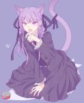  1girl animal_ears braid dangan_ronpa dangan_ronpa_kirigiri kirigiri_kyouko long_hair okuragon purple_hair solo tail twin_braids violet_eyes 