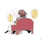  1boy 1girl admiral_(kantai_collection) bangs blush brown_hair comic couch from_behind gomennasai hand_on_head ikazuchi_(kantai_collection) kantai_collection kneeling lap_pillow lowres school_uniform serafuku short_hair sitting translation_request 