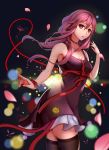  1girl aira5 bare_shoulders black_legwear breasts cat&#039;s_cradle choker dress guilty_crown hair_ornament hairclip highres long_hair looking_at_viewer open_mouth pink_hair red_eyes solo string thigh-highs twintails yuzuriha_inori zettai_ryouiki 