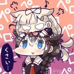  2girls braiding_hair chibi hair_ornament hairclip hairdressing kantai_collection licking long_hair lowres military military_uniform multiple_girls saliva shigure_(kantai_collection) tail tail_wagging tanaka_kusao translation_request uniform yuudachi_(kantai_collection) 