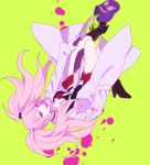  1girl blonde_hair blood blue_eyes boots breasts cleavage dangan_ronpa dangan_ronpa_1 enoshima_junko hair_ornament knife long_hair okuragon solo tongue twintails 