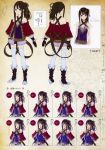  1girl atelier_(series) atelier_meruru atelier_rorona black_hair boots concept_art flat_chest gloves hair_ornament highres kishida_mel long_hair mimi_houllier_von_schwarzlang short_shorts shorts simple_background solo thigh-highs turnaround violet_eyes white_legwear wrist_cuffs 