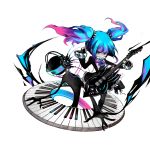  1boy alternate_hair_color alternate_hairstyle cuffs deemo deemo_(character) electric_guitar girl_(deemo) guitar headphones instrument looking_at_viewer metal_hypnotized_(deemo) official_art piano_keys sunglasses twintails 