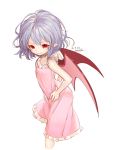  alternate_costume artist_name breasts cowboy_shot dated dress gotoh510 hand_on_hip highres lavender_hair lingerie negligee nightgown pink_dress pointy_ears red_eyes remilia_scarlet sketch small_breasts touhou underwear wings 