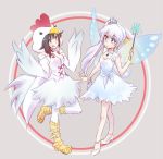  2girls bag chicken_costume fairy_wings handbag iesupa multiple_girls ruby_rose rwby wand weiss_schnee wings 