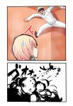  1girl 2koma admiral_(kantai_collection) adolf_hitler anchor_hair_ornament blonde_hair comic explosion hair_ornament kantai_collection military military_uniform naval_uniform prinz_eugen_(kantai_collection) shimokirin silent_comic twintails uniform 