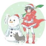  christmas highres iesupa pantyhose ruby_rose rwby santa_costume shovel snowman worktool zwei_(rwby) 