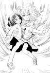  2girls blush curly_hair fubuki_(one-punch_man) monochrome multiple_girls mytyl one-punch_man short_hair siblings sisters skirt tatsumaki tears younger 