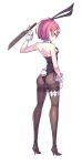  1girl animal_ears bunny_girl bunnysuit detached_collar flail knife looking_back pantyhose rabbit_ears ram_(re:zero) re:zero_kara_hajimeru_isekai_seikatsu red_eyes redhead sando_(dukedevil) short_hair solo thighband_pantyhose weapon wrist_cuffs 