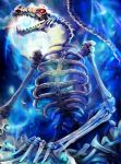  blue dragon kamigoku_no_valhalla_gate kapikun_(karsen513) no_humans original pile_of_skulls red_eyes shingoku_no_valhalla_gate skeleton standing 