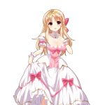  1girl blonde_hair braid breasts brown_eyes character_request cleavage dress highres kusaka_souji large_breasts long_hair looking_at_viewer official_art open_mouth puffy_sleeves short_sleeves solo transparent_background uchi_no_hime-sama_ga_ichiban_kawaii wrist_cuffs 