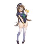  1girl blue_eyes brown_hair full_body glasses hairband holding long_hair looking_at_viewer official_art open_mouth pigeon-toed school_uniform serafuku shirt_tug short_sleeves solo sponge swimsuit swimsuit_under_clothes thigh-highs transparent_background uchi_no_hime-sama_ga_ichiban_kawaii very_long_hair white_legwear whoisshe 