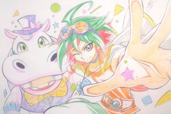  1boy ebina_hidekazu sakaki_yuuya traditional_media yuu-gi-ou yuu-gi-ou_arc-v 